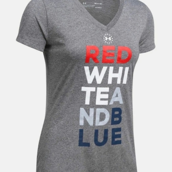 Under Armour ThreadBorne Vee Neck Tee ( redwhiteandblue)Women's Size Medium EUC - Picture 2 of 4